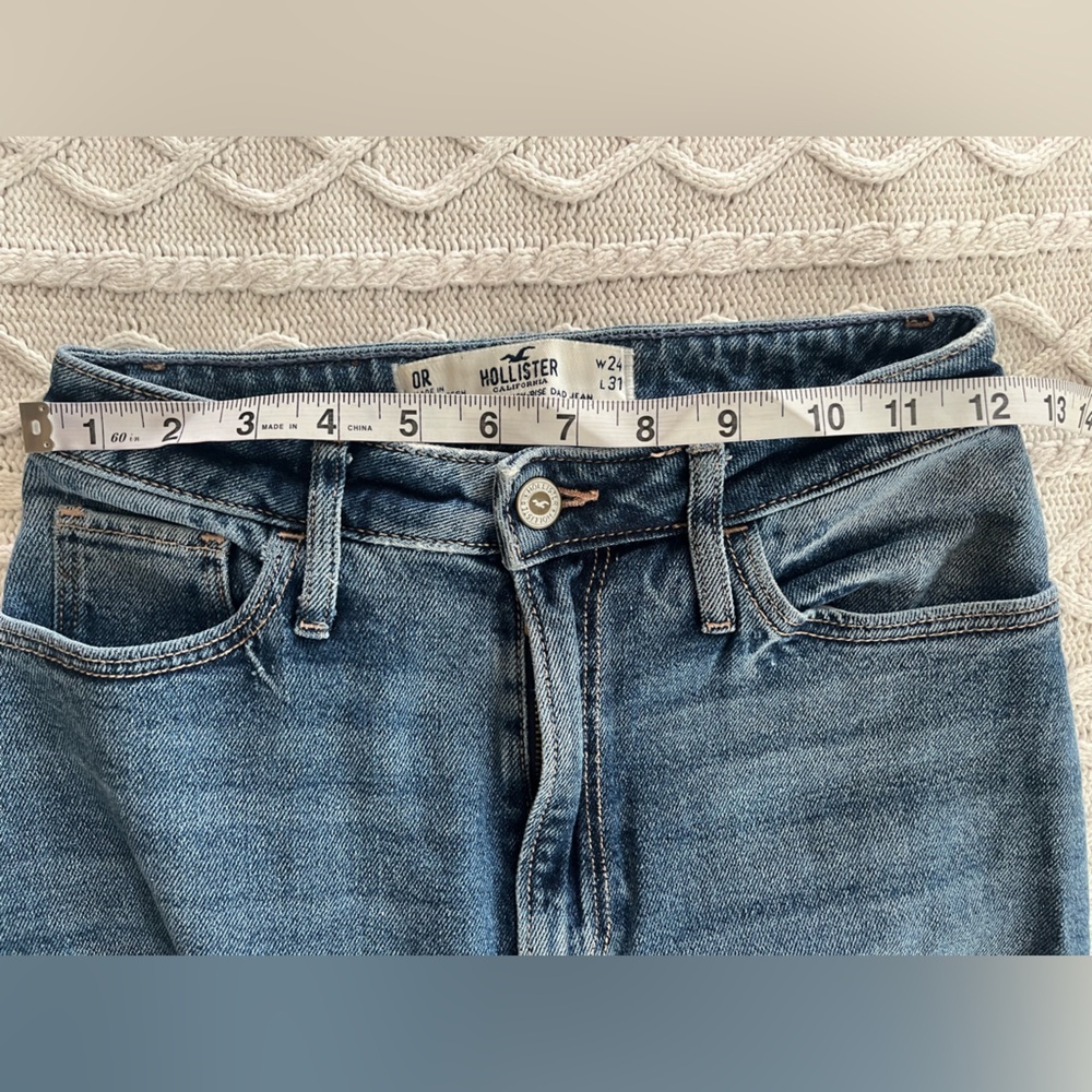 Hollister Vintage Stretch Distressed Curvy High-Rise Dad Jeans Women’s Size 0 - Picture 14 of 14